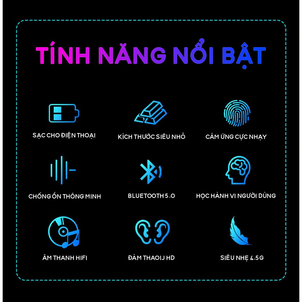 Tai Nghe Bluetooth Cảm Ứng BEST TOUCH TWINS 5.0 Kèm Mic - Chống Nước IPX7, Tự Động Kết Nối, Tương Thích Cao