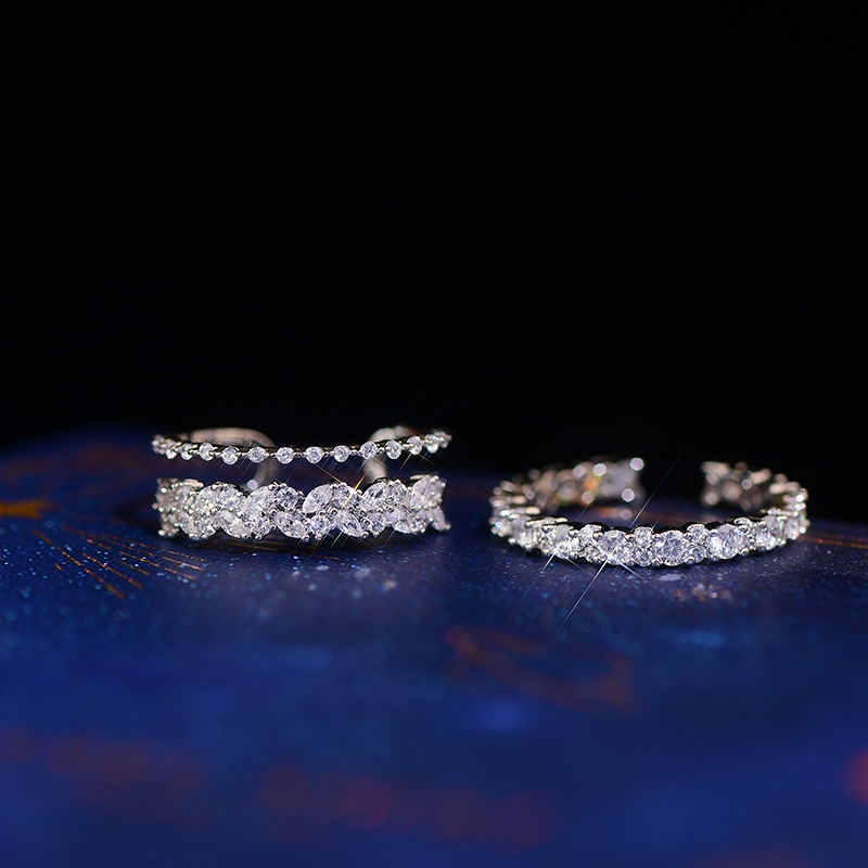 Nhẫn Hở Đính Đá Zircon Phong Cách Nhật Hàn Cho Nữ