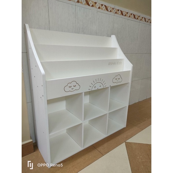 Kệ sách Montessori, giá sách trẻ em kết hợp, kệ đa năng cho bé