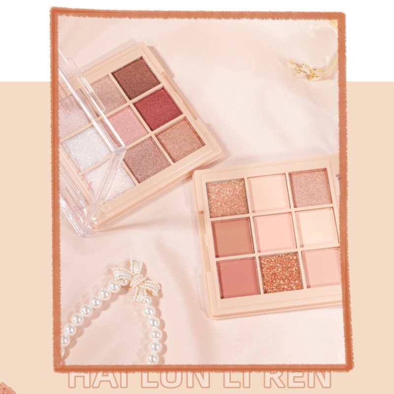 [Hàng mới về] Bảng phấn mắt HLLR chín tông màu hiệu ứng lì/ ánh ngọc trai hợp mốt thời trang