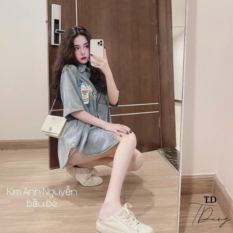 Áo sơmi bò logo ngực ngắn tay hàng QCL1