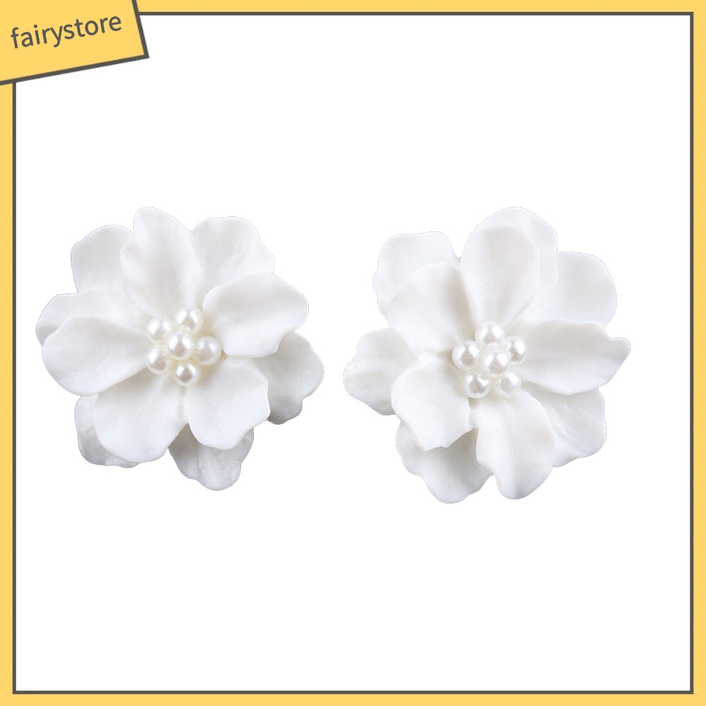 Bông tai hình hoa đính hạt ngọc trai thời trang dành cho nữ