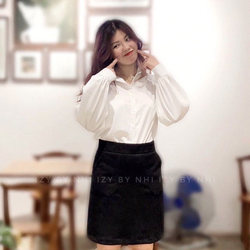 ÁO SƠMI TAY BỒNG BIGSIZE MÀU TRẮNG ĐEN BE - IZYBYNHI | BigBuy360 - bigbuy360.vn