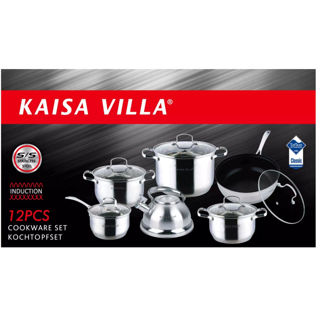 Bộ Nồi Kaisa Villa Cao Cấp 6món 12 chi tiết KV-6666 dùng cho mọi loại bếp