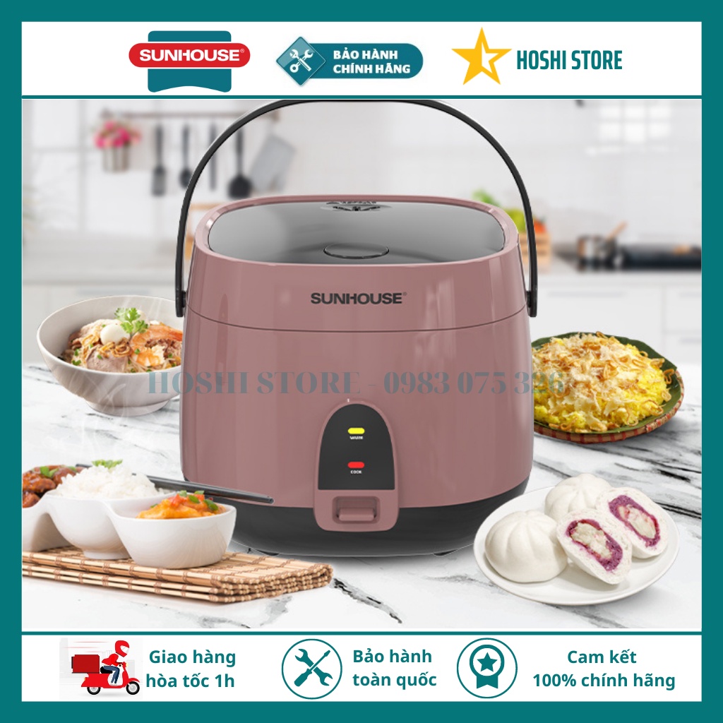 Nồi cơm điện chính hãng cao cấp 1.8 lít Sunhouse SHD8627, lòng niêu nấu cơm ngon, bảo hành 12 tháng