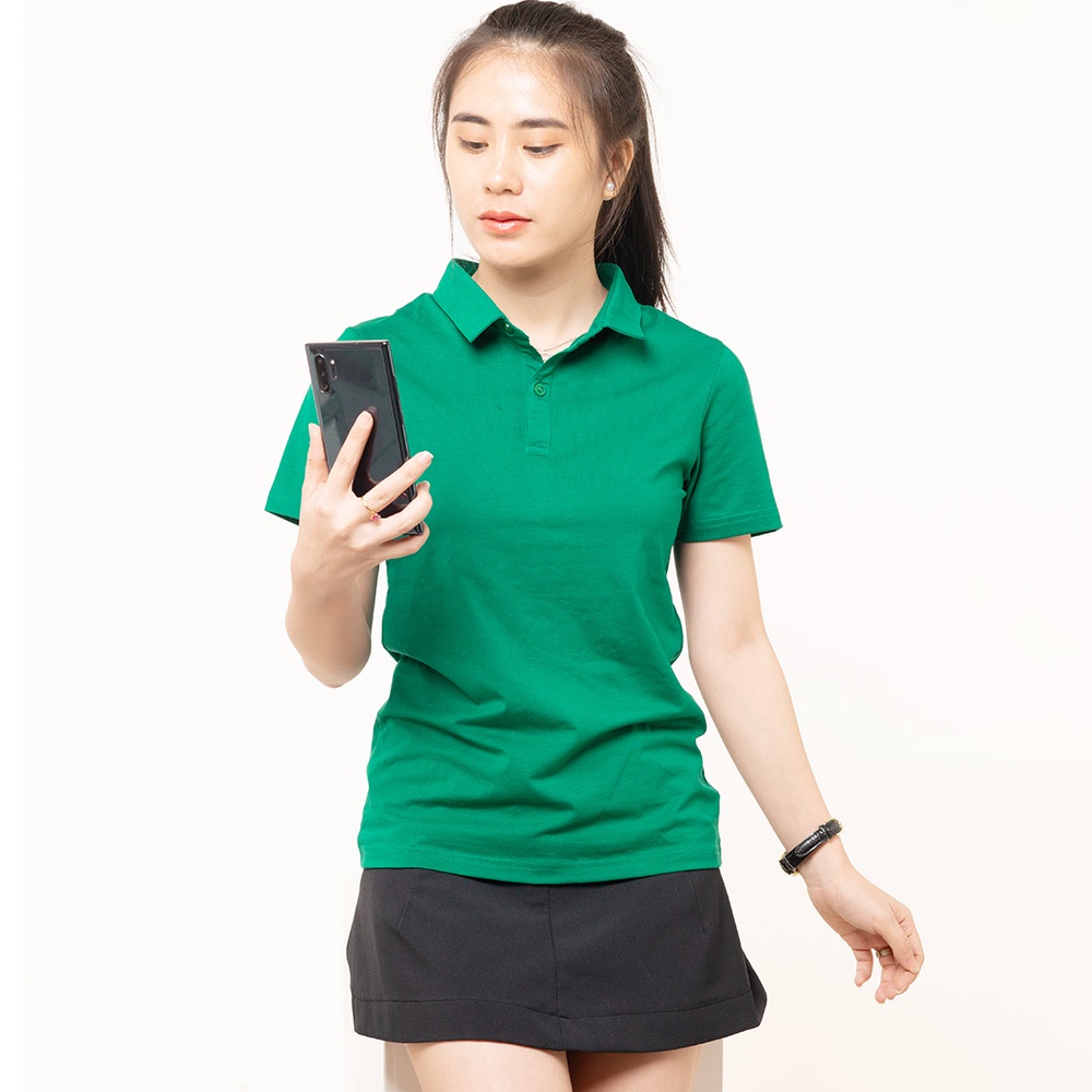 Áo thun nữ Cổ Sơ Mi (Cổ trụ) TOLI, chất cotton 4 chiều mềm mịn, co dãn màu Xanh Rêu