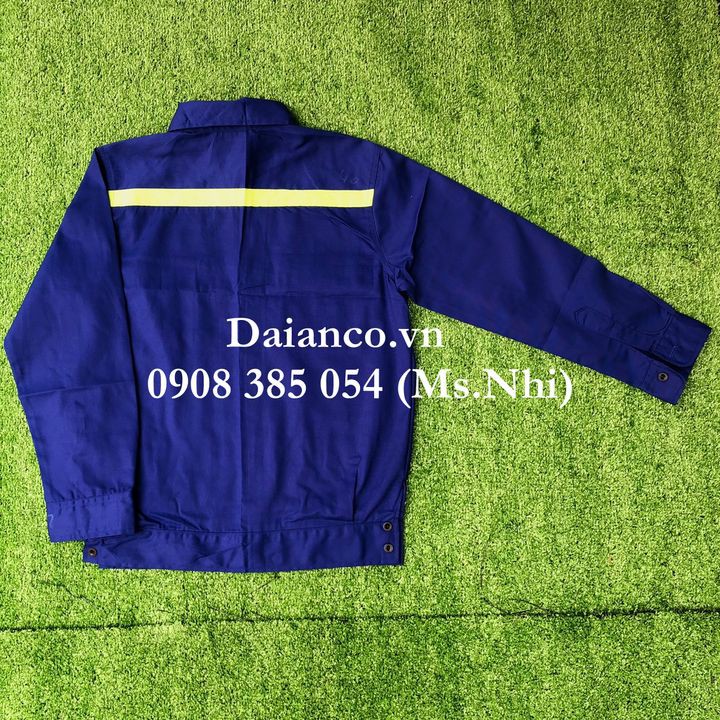 Áo bảo hộ công nhân may kèm phản quang vải kaki Nam Định thoáng mát- Hình thật