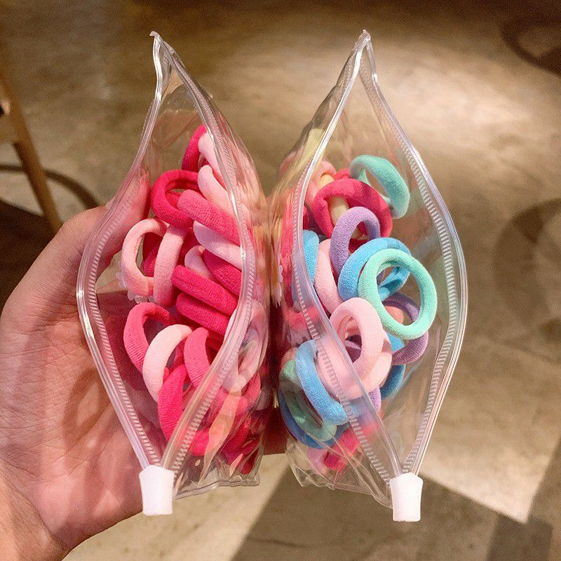 Set 50 cái chun buộc tóc trơn basic mix màu ngẫu nhiên cho bé yêu