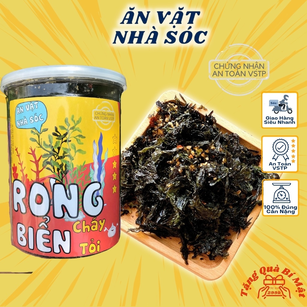 Rong Biển Cháy Tỏi 160gr, Đồ Ăn Vặt Nhà Sóc Ngon Bổ Rẻ Sạch