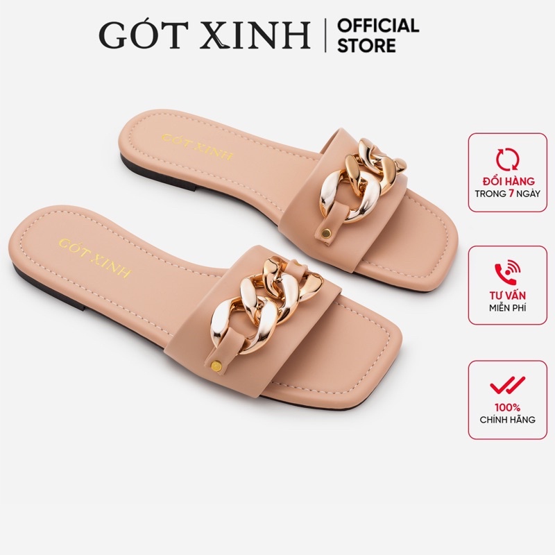 Dép nữ GÓT XINH D22 đế bệt quai xích siêu xinh