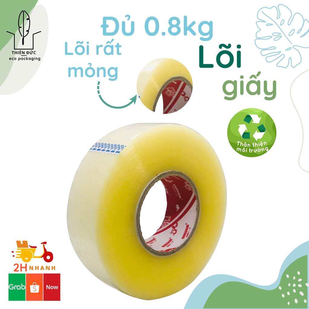 Băng dính dán 1kg và 0.8kg OPP trong. Cuộn băng keo văn phòng phẩm lõi giấy mỏng dai dính