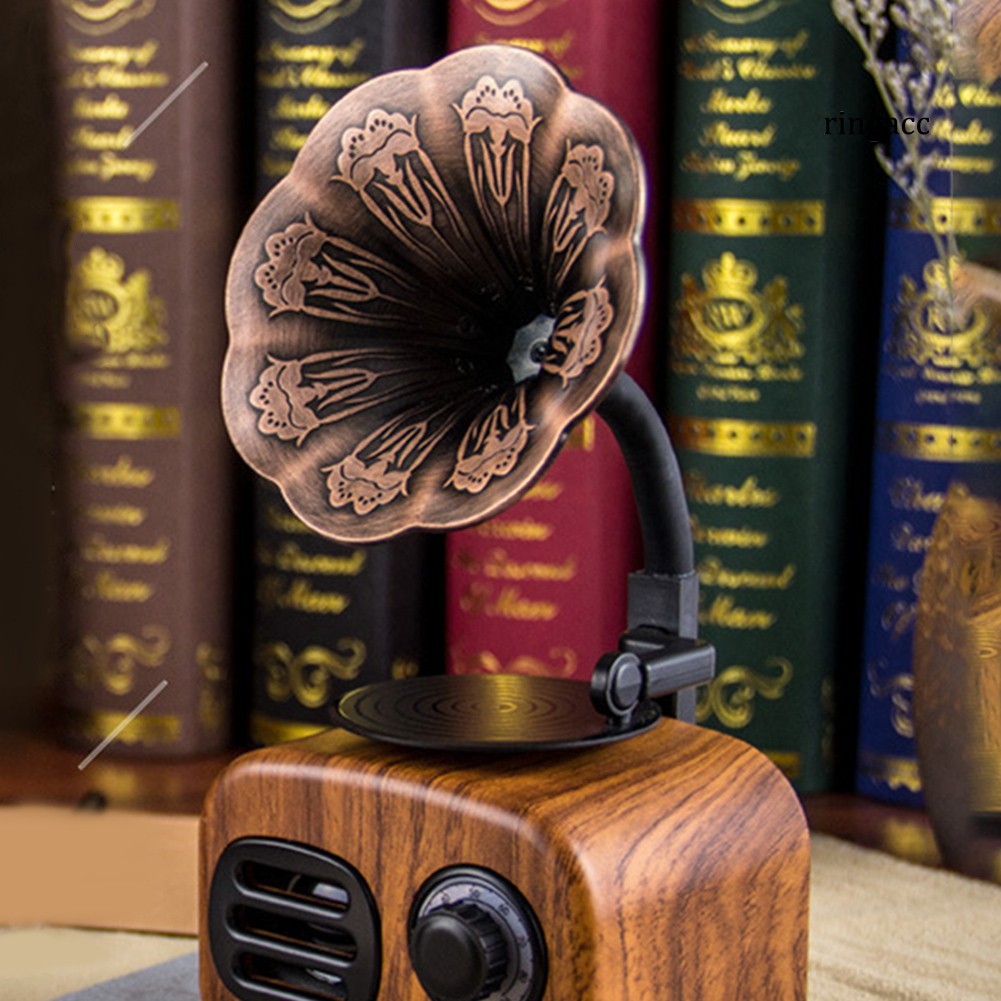 RC_Retro Mini Phonograph Stereo Music Radio Wireless Bluetooth Speaker Soundbox