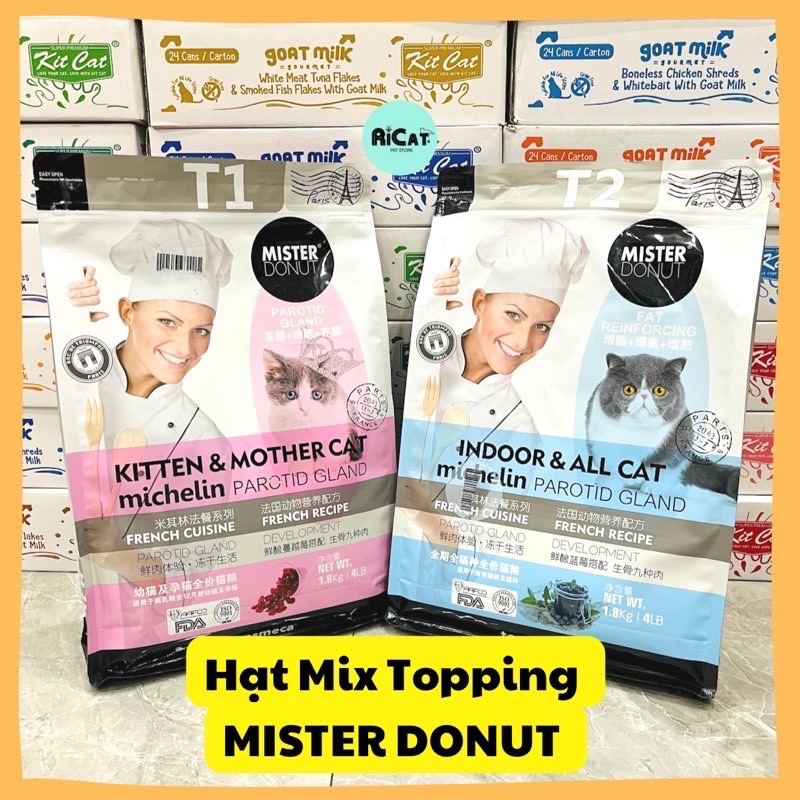 [HOẢ TỐC] Hạt Cho Mèo MISTER DONUT Mix Topping Sấy Bao 9kg Cho Mèo Con, Mèo Trưởng Thành