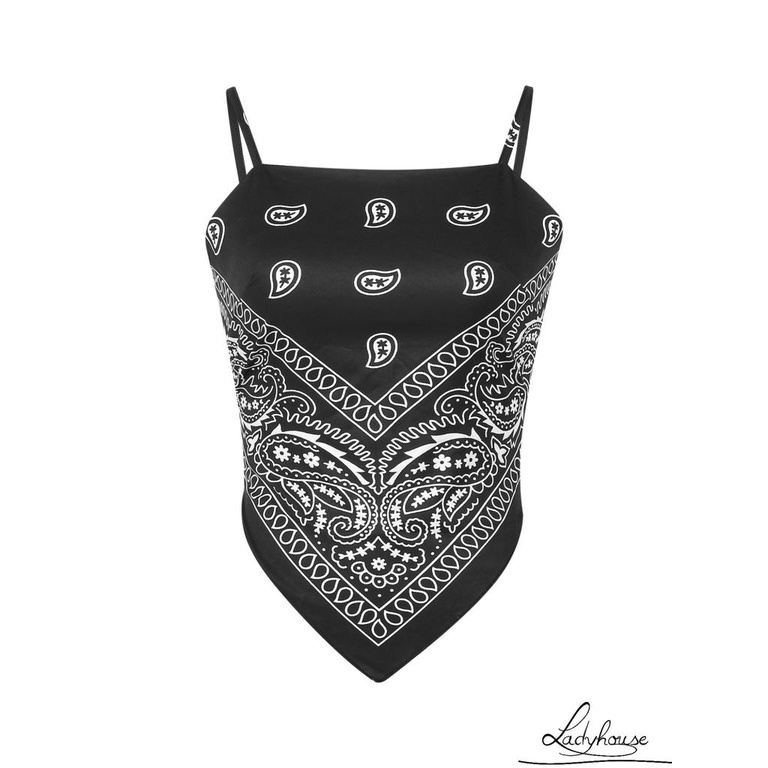 Áo Hai Dây Cổ Thuyền Hở Lưng In Họa Tiết Vintage Gợi Cảm Cho Nữ