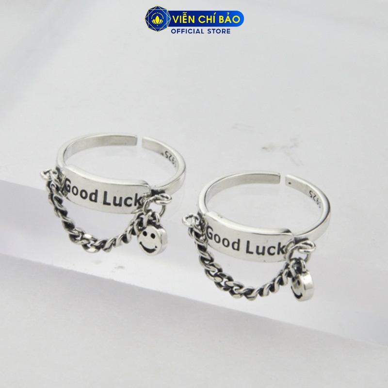Nhẫn bạc nữ mặt cười good luck chất liệu bạc Thái 925 thời trang phụ kiện trang sức nữ Viễn Chí Bảo N000504