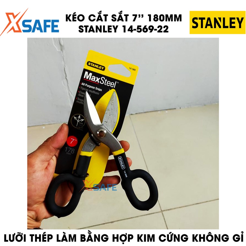 Kéo cắt sắt STANLEY gia công hợp kim thép cứng cáp Kéo cơ khí Stanley tay cầm êm ái chắc chắn, cắt được nhiều chất liệu