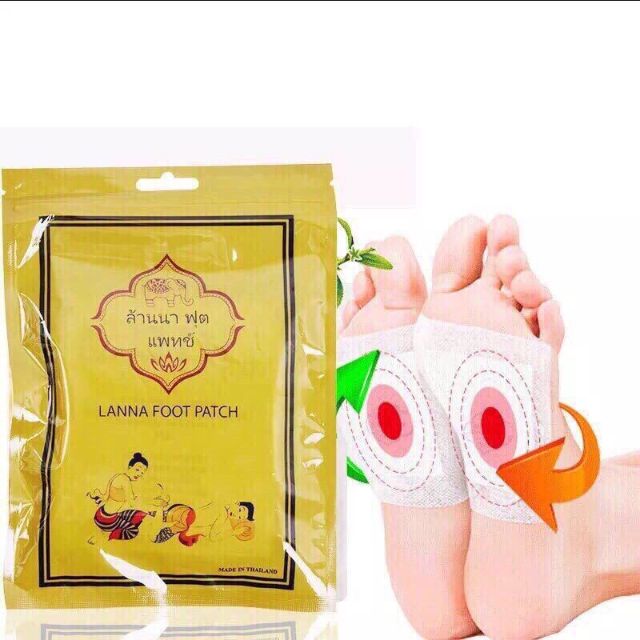 Túi 10 Miếng dán thải độc chân chính hãng thái lan LANNA FOOT PATCH