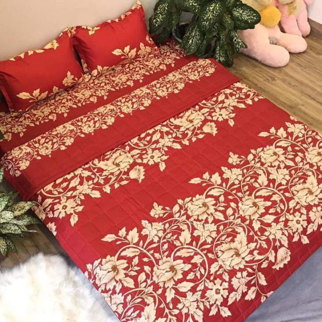 Bộ ga gối chăn hè poly cotton 5 món ( ib shop gửi thêm mẫu)