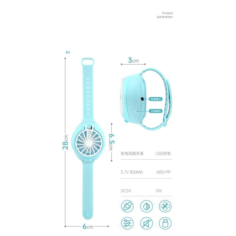 Quạt mini cứu nóng kiêm đồng hồ tích điện thời trang Watch Fan siêu cấp chanh sả dành cho bạn nữ