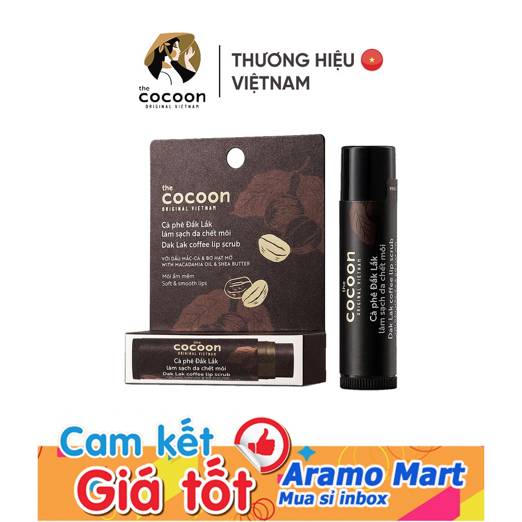 [FREESHIP] Cà Phê Đăk Lăk Làm Sạch Da Chết Môi Cocoon 5g ＊AramoMart＊