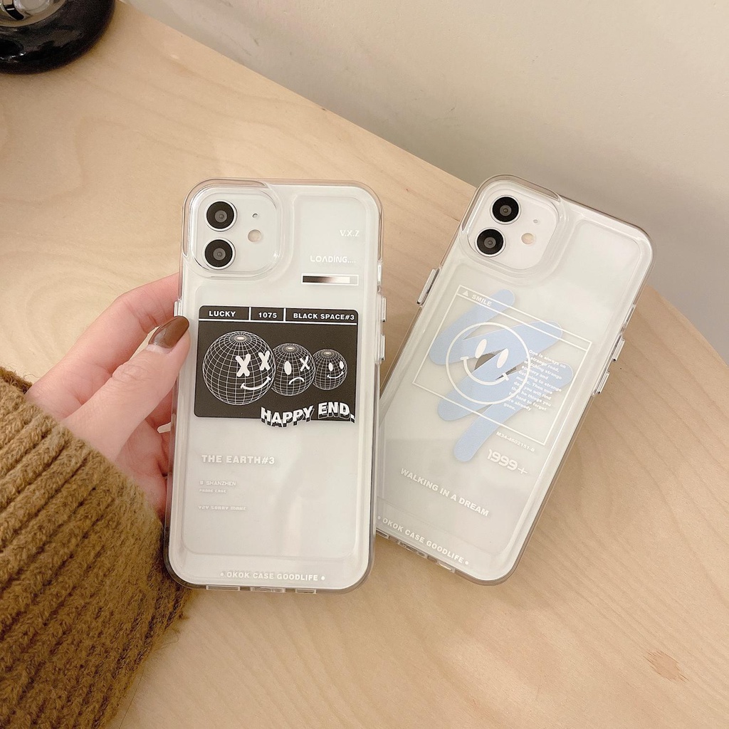 Transparent Jane Smile flash drill Compatible for iphone 13 12 11 pro max x xr xsmax 7/8plus TPU phone case cover