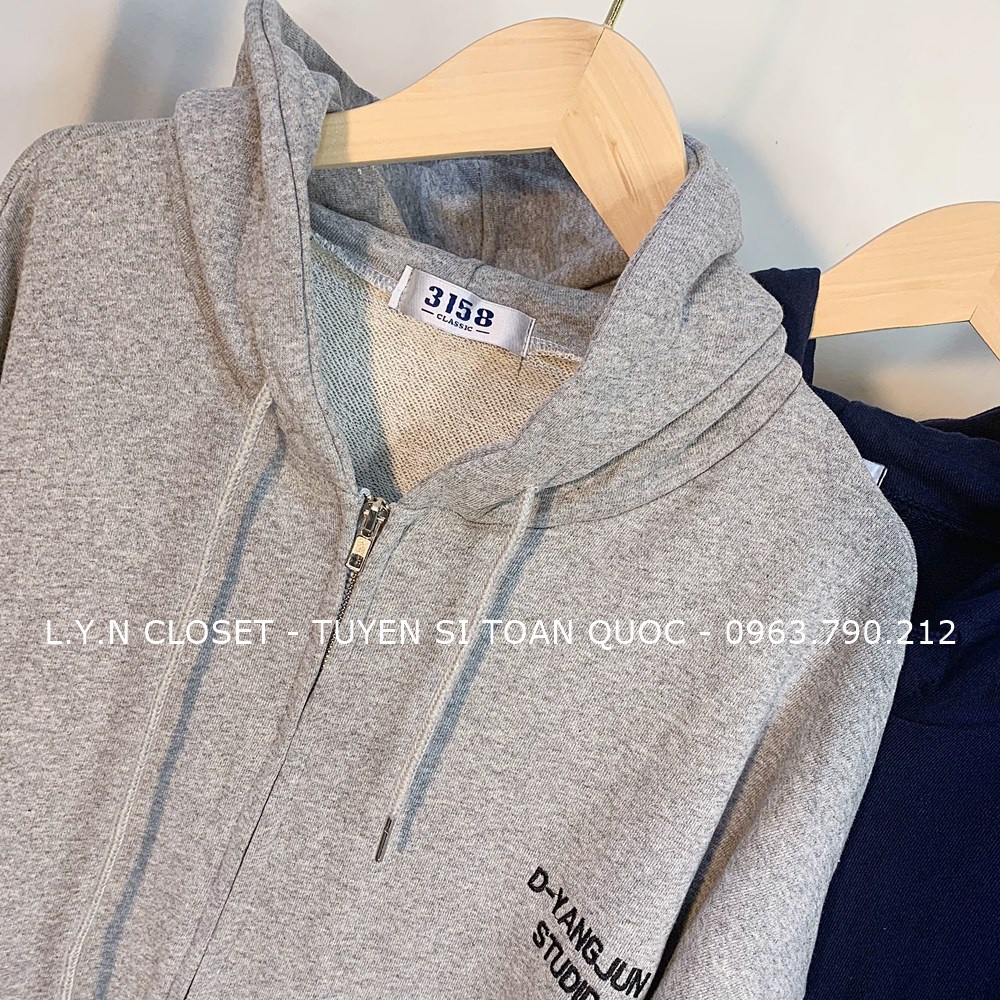Áo khoác nỉ mũ kéo khóa thêu chữ Studio 4 màu hàng Quảng Châu Lyn Closet N235L