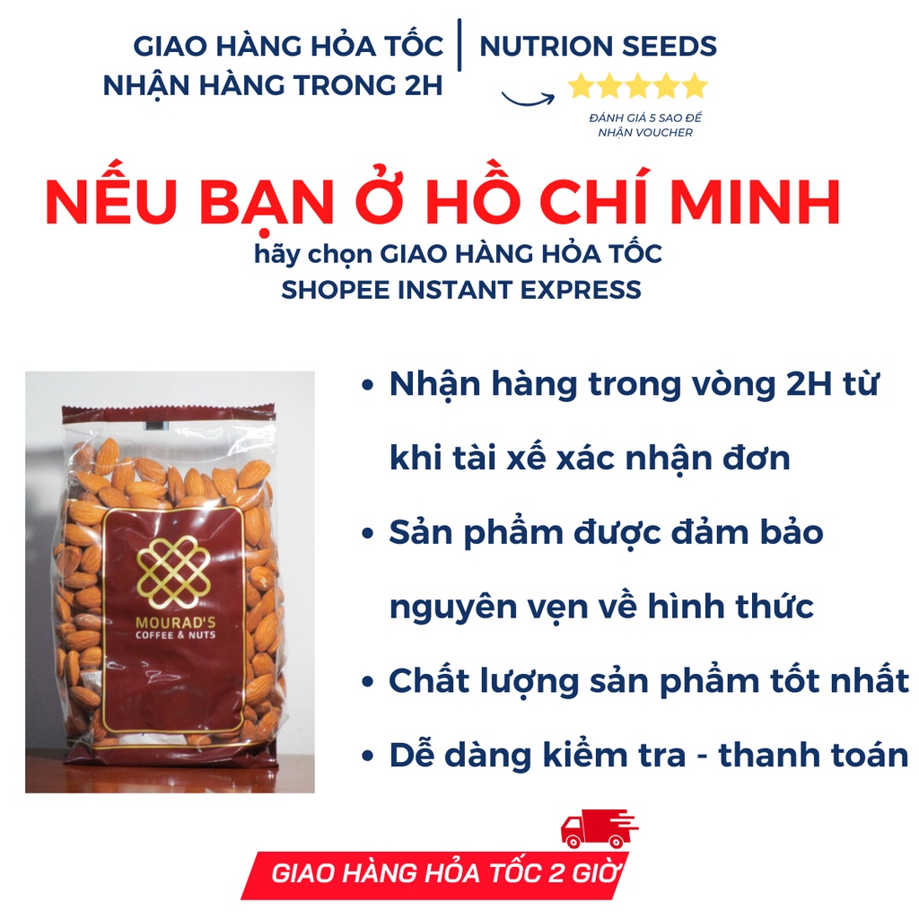Hạnh nhân sống tách vỏ dùng để làm sữa, làm bánh Mourad túi 500g