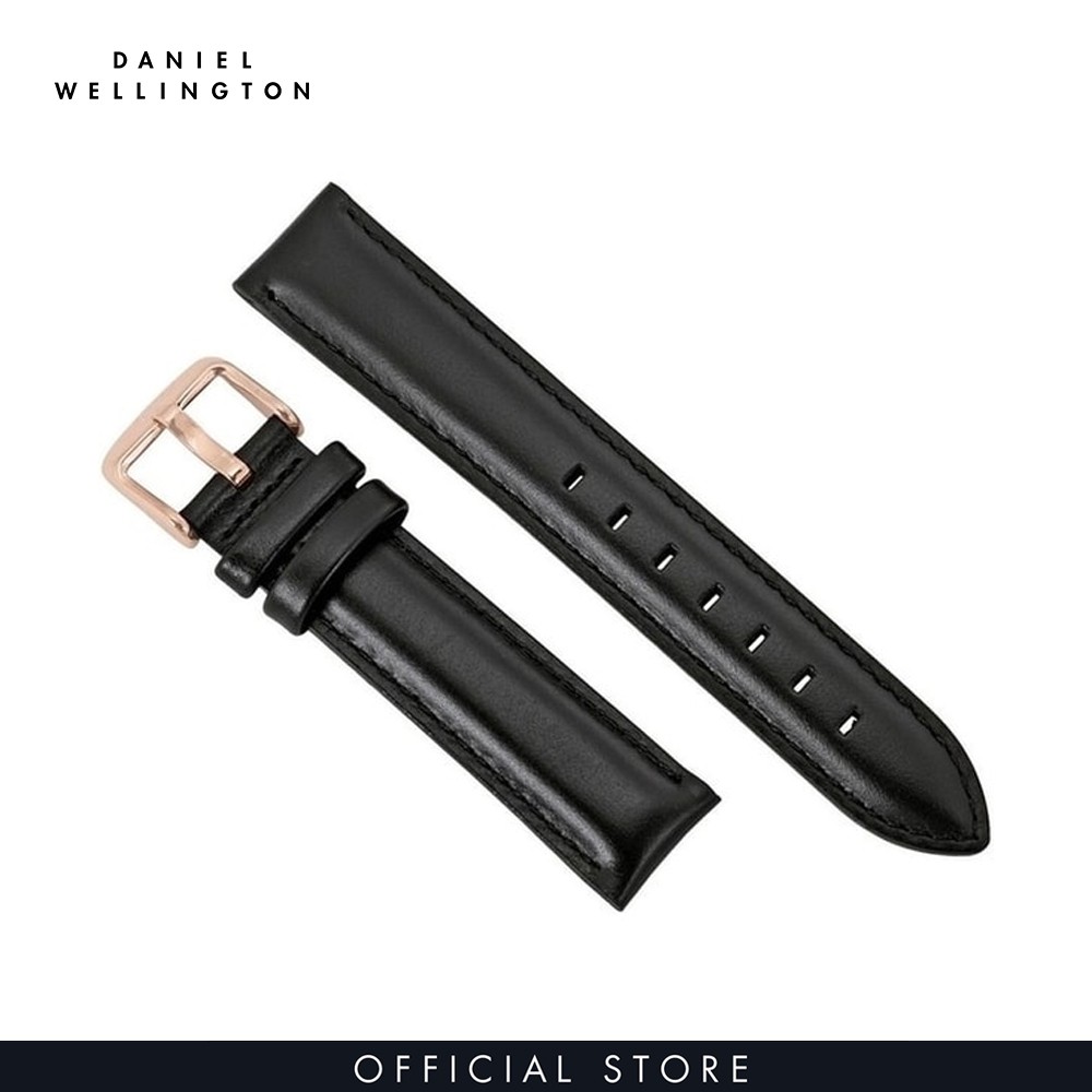 Dây da đồng hồ Daniel Wellington 19mm khóa màu vàng hồng - Cho đồng hồ Dapper 38mm