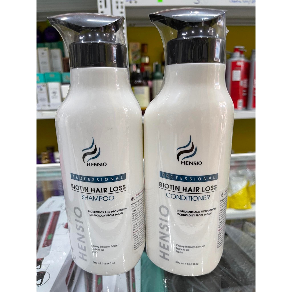 Cặp Dầu Gội Xả Chống Rụng Tóc HENSIO Biotin Hair Loss 500ml x2