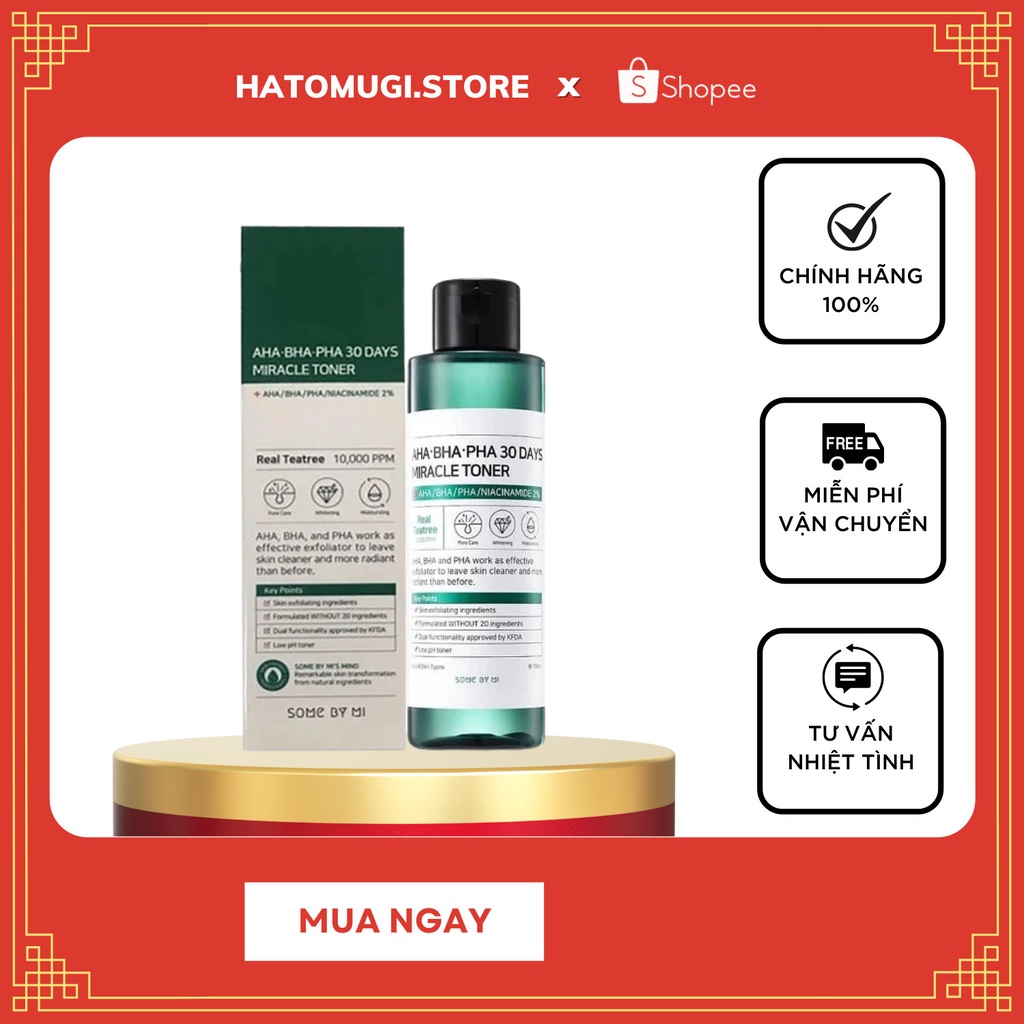 Nước Hoa Hồng Dưỡng Trắng Da [Hết Mụn 100% -Hàng Auth] Nước Hoa Hồng Some By Mi AHA-BHA-PHA 30 Days Miracle Toner 150ml