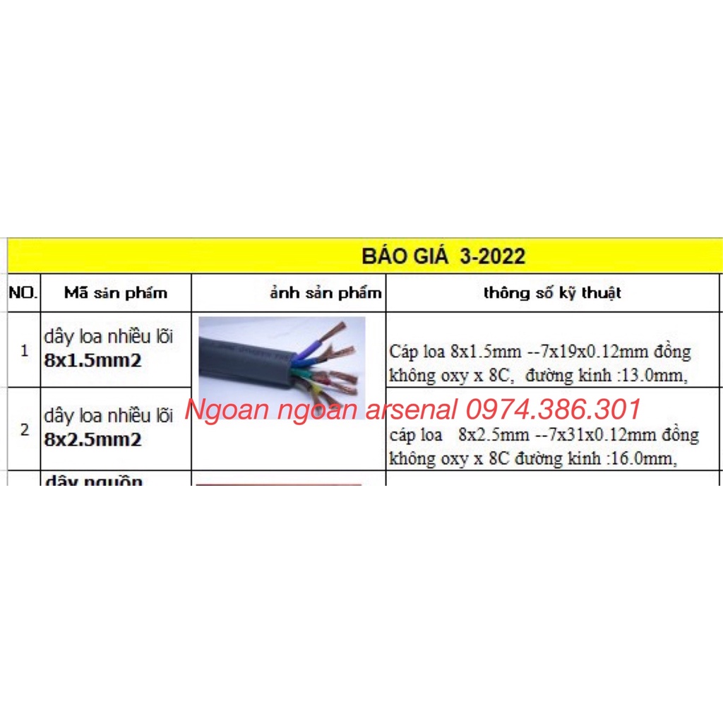 Dây loa 8 lõi đồng OFC chuẩn hàng nhập khẩu cao cấp