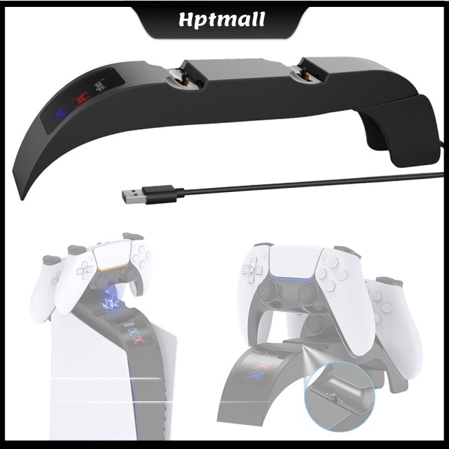 Đế Sạc Tay Cầm Điều Khiển Chơi Game Ps5 Thiết Kế Kép Sạc Nhanh Có Đèn Led Hiển Thị