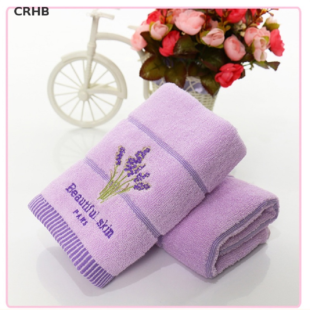 Crhb Set Khăn Tắm Cotton Thêu Hoa Oải Hương Mềm Mại Có Hương Thơm Tươi Mới
