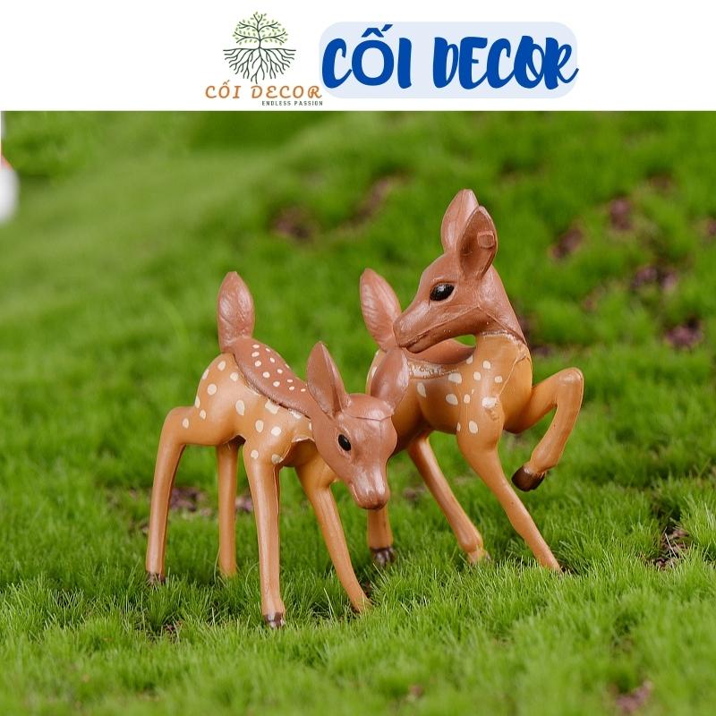 Tiểu cảnh mini ❤️ Mô hình con nai gặm cỏ trang trí tiểu cảnh sen đá, sân vườn, terrarium, bàn làm việc