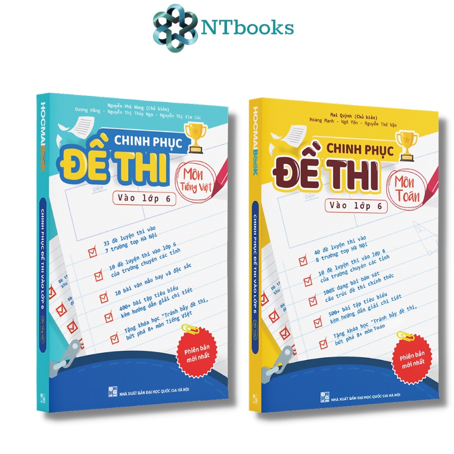 Sách - Combo chinh phục đề thi vào lớp 6 - Bộ 2 môn Toán, Tiếng Việt