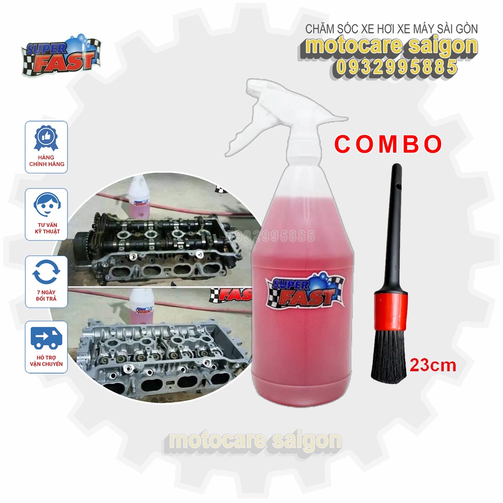 Combo Nước Rửa Đa Năng Super Fast,Chổi Vệ Sinh 23cm Tẩy Máy