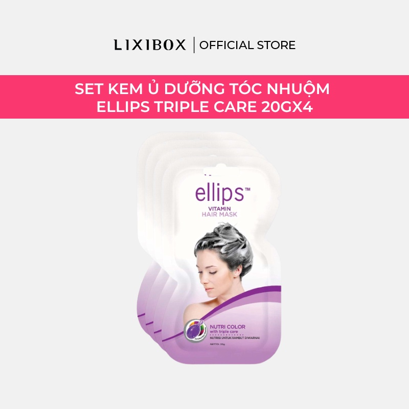 Set Kem Ủ Dưỡng Dành Cho Tóc Nhuộm Ellips Triple Care 20Gx4