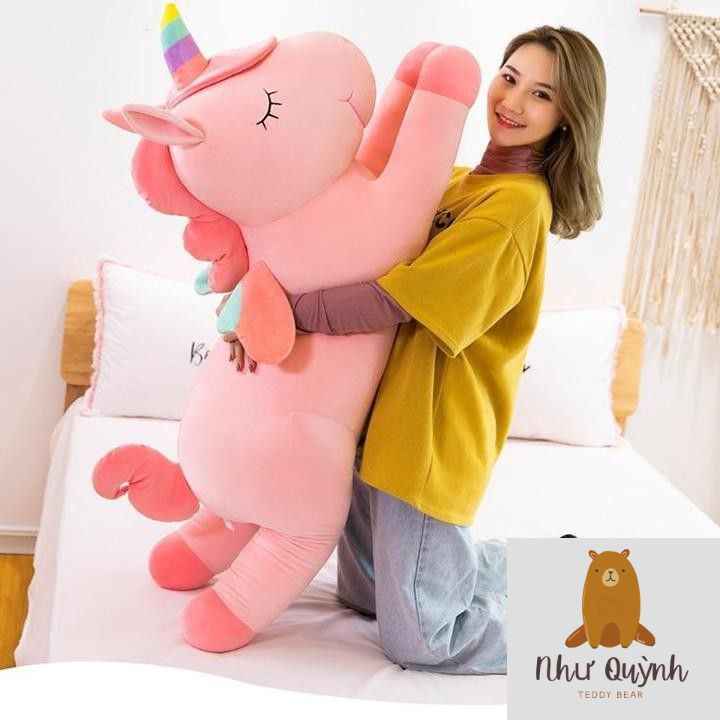 Gấu bông- Thú bông ngựa Pony 1 sừng - kỳ lân , chất liệu vải co giãn 4 chiều Kích thước 90CM 1M1 1M2