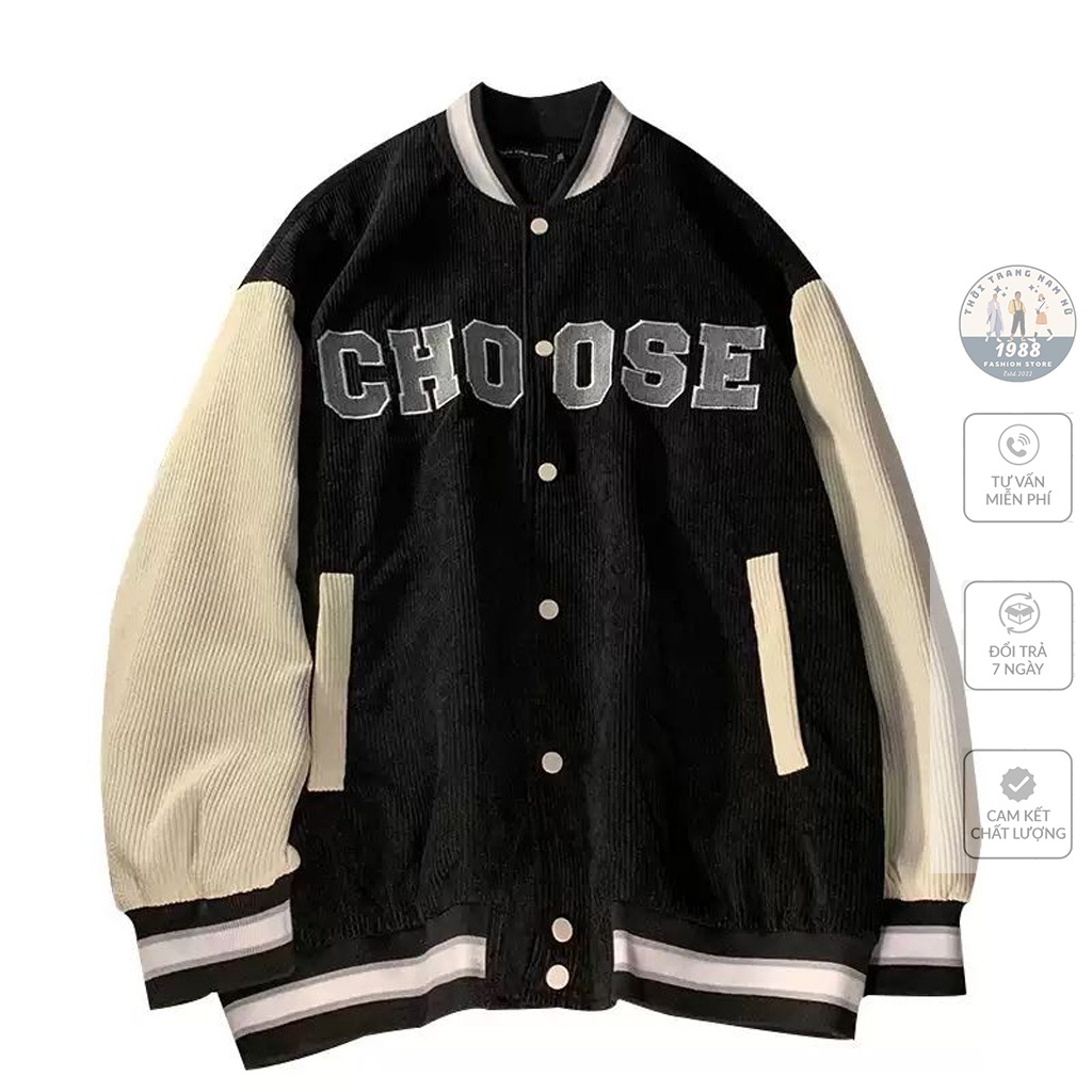 Áo Bomber Choose ❤ Áo Khoác Nhung Tăm Unisex Form Rộng