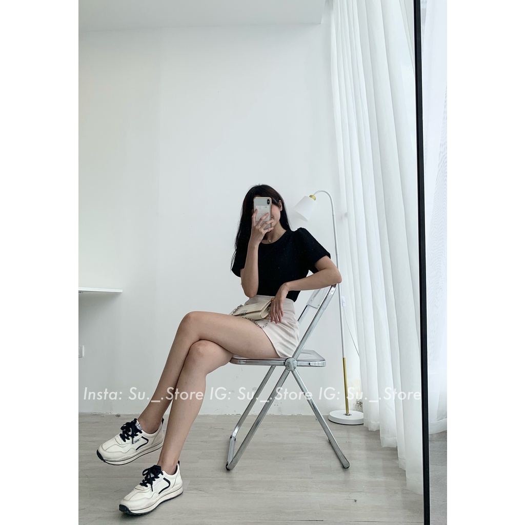 Áo croptop xốp gân ô nhí A2331 SUSTORE