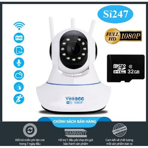 [ GIÁ SẬP SÀN ] CAMERA IP WIFI YOOSEE 3 RÂU 2.0Mps - HD1080 - kèm thẻ 32g chuyên dụng | BigBuy360 - bigbuy360.vn