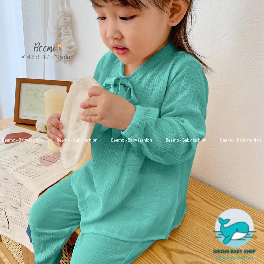 Bộ Đũi Bé Gái Cổ Nơ Nhiều Màu Beemo