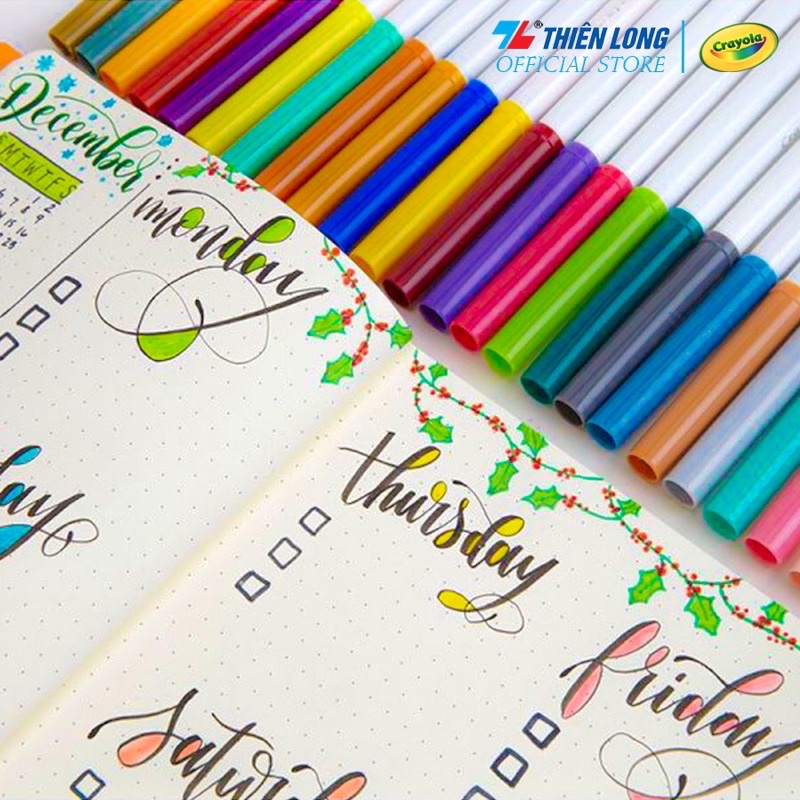 Bộ 20 màu bút lông nét mảnh - nét đậm có thể rửa được Crayola