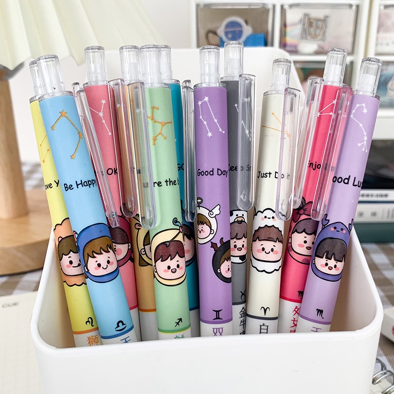 Set 6 bút bi mực đen ngòi 0.5mm kiểu hoạt hình Nhật Bản