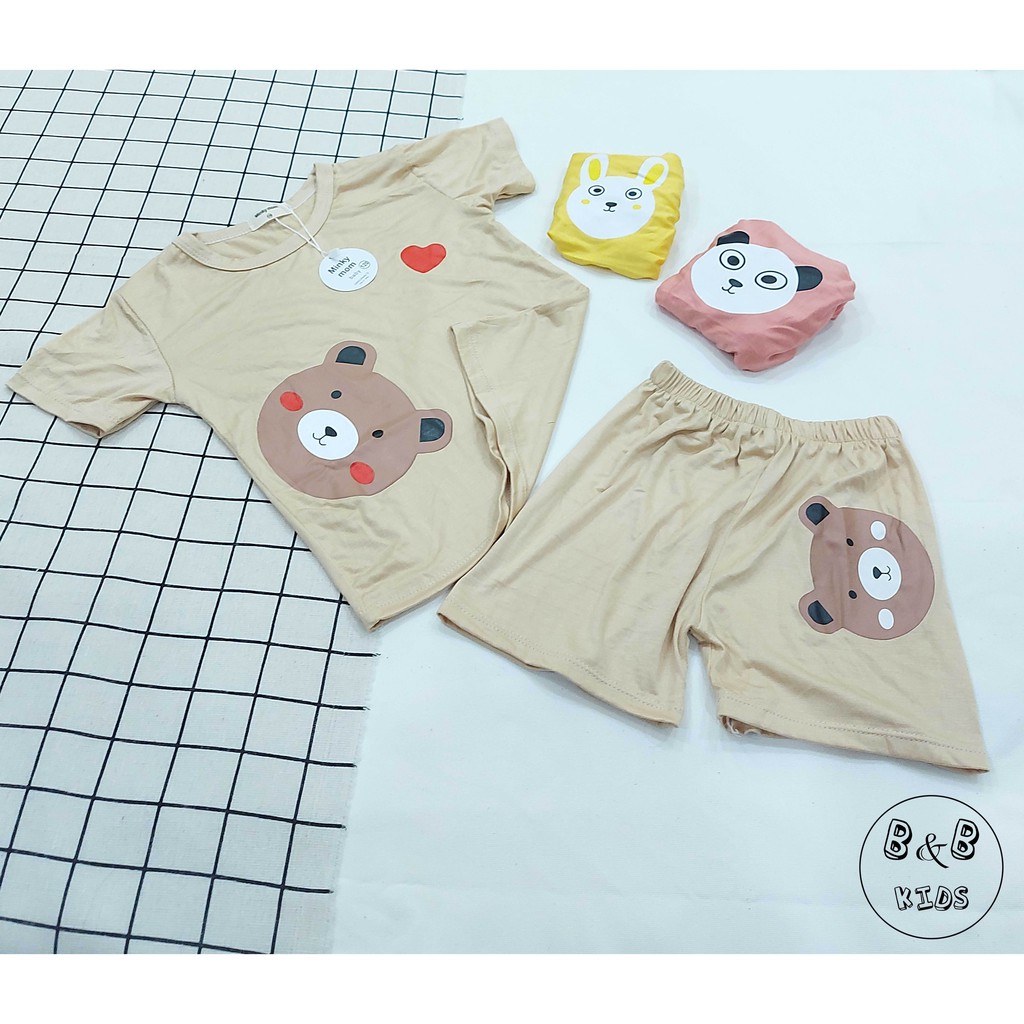 Bộ cộc tay Minky Mom chất thun lạnh cao cấp loại 1 siêu mềm mát cho bé trai bé gái