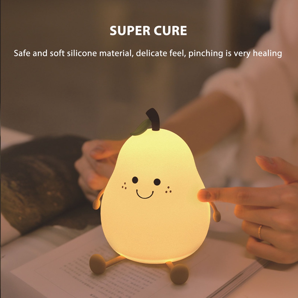 Đèn Ngủ Silicone Hình Quả Lê Đáng Yêu Dành Cho Bé