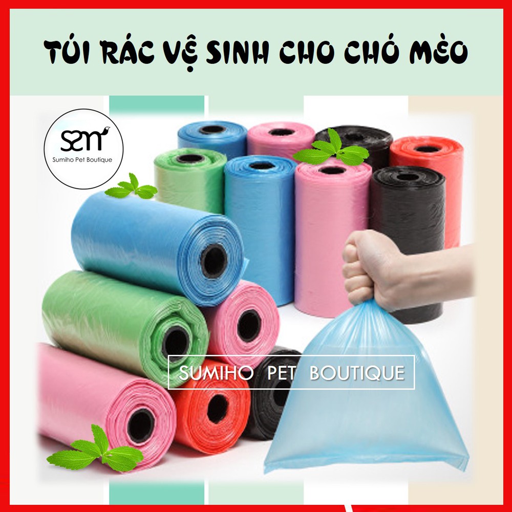 Túi rác dọn vệ sinh cho chó mèo (1 cuộn 20 túi nhỏ) - Túi hót shit thuận tiện khi mang thú cưng đi chơi