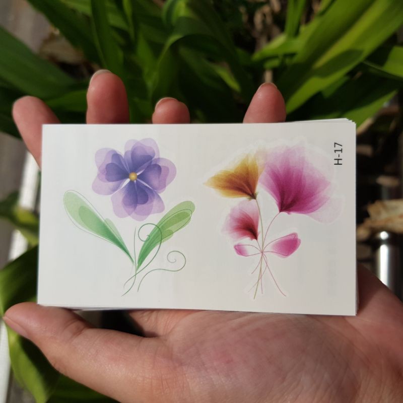 Hình xăm hoa màu loang h17. Xăm dán tatoo mini tạm thời, size &lt;10x6cm