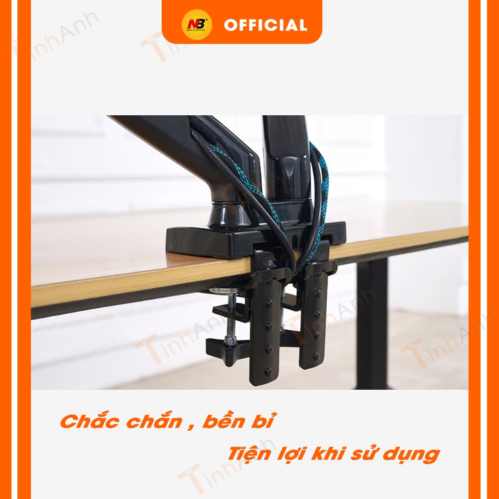 [Mã 253ELSALE hoàn 7% đơn 300K] Giá Treo 2 Màn Hình Arm màn hình kép NB F160 17-27 inch tải trọng 9kg mỗi bên