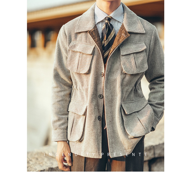 Áo Khoác Nam Retro 4 Túi, Áo Khoác Quý Ông Lịch Lãm